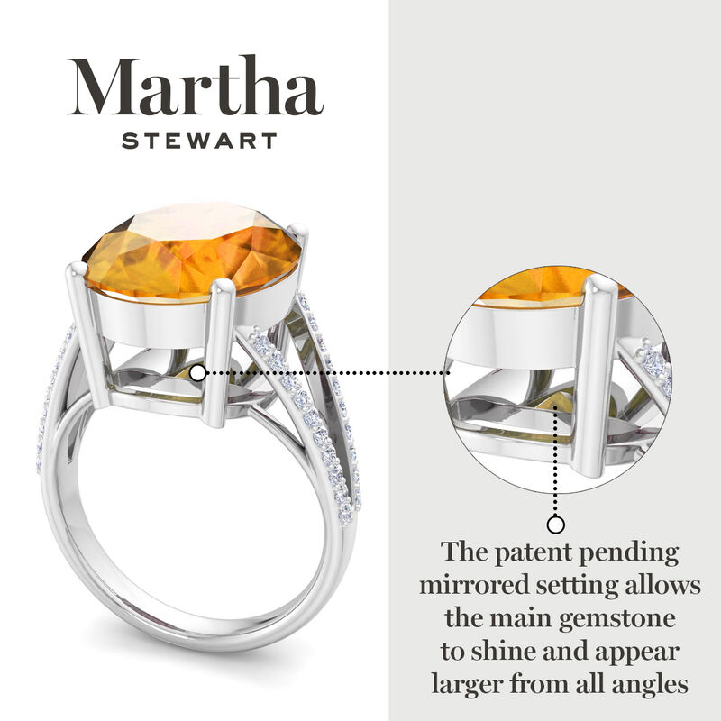 Martha Stewart 10 1/4ctw. Oval Citrine & Lab Grown Diamond Ring In Sterling Silver image number null